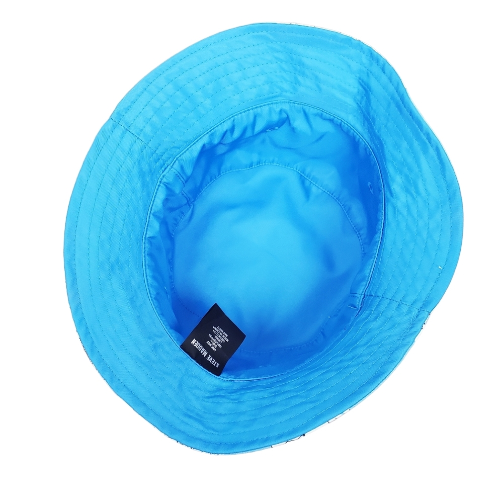 Steve Madden Sky Blue White Floral Print Reversible Bucket Hat Size OS - Picture 6 of 8